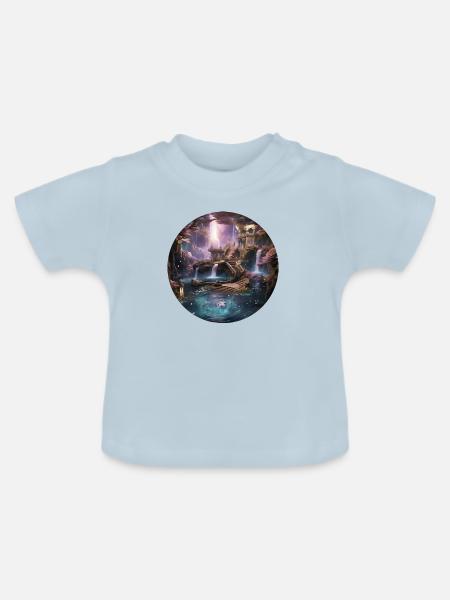 Einhüllende Sternenzauber - Baby Bio-T-Shirt mit Rundhals - Hellblau