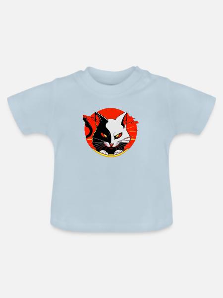 Katze - Baby Bio-T-Shirt mit Rundhals - Hellblau