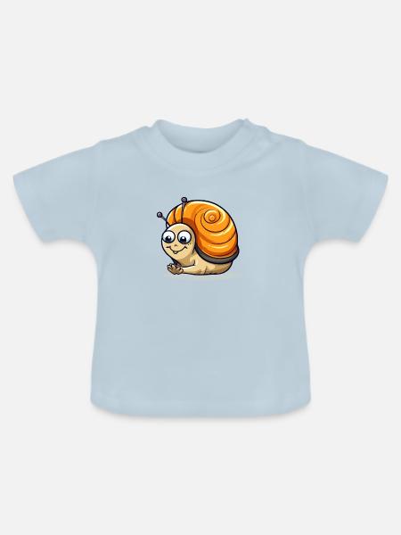 Koco die Schnecke - Baby Bio-T-Shirt mit Rundhals - Hellblau