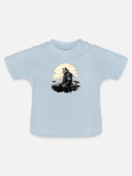 Ronin-Katze - Baby Bio-T-Shirt mit Rundhals - Hellblau