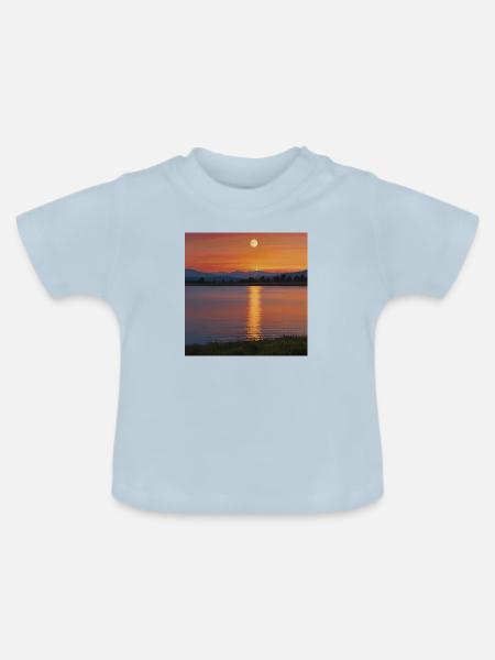 Landschaft Sonnenuntergang - Baby Bio-T-Shirt mit Rundhals - Hellblau