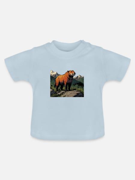 Tiger-Comic-Stil - Baby Bio-T-Shirt mit Rundhals - Hellblau