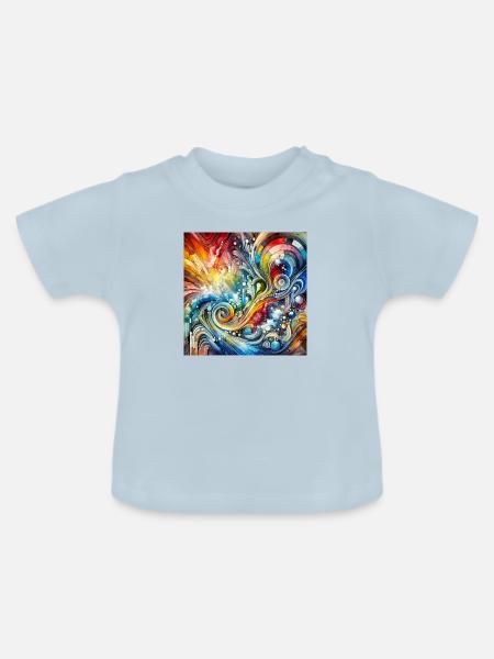 Dynamisches Spektrum - Abstraktes Gemälde - Baby Bio-T-Shirt mit Rundhals - Hellblau