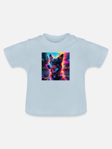 Neon Hund - Baby Bio-T-Shirt mit Rundhals - Hellblau