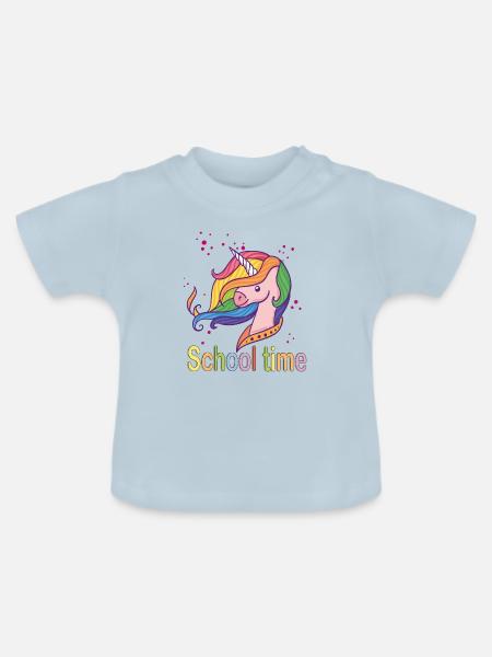 School Time, Einschulung - Baby Bio-T-Shirt mit Rundhals - Hellblau