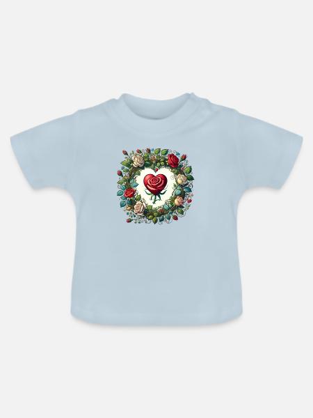Rosen - Baby Bio-T-Shirt mit Rundhals - Hellblau