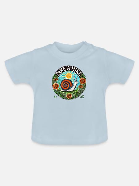 Wanderschnecke - Baby Bio-T-Shirt mit Rundhals - Hellblau