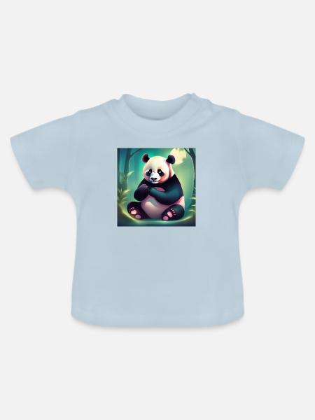 Pandabär - Baby Bio-T-Shirt mit Rundhals - Hellblau