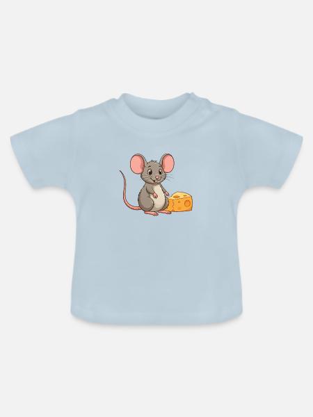 Maus - Baby Bio-T-Shirt mit Rundhals - Hellblau
