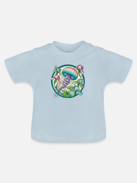 Qualle - Baby Bio-T-Shirt mit Rundhals - Hellblau