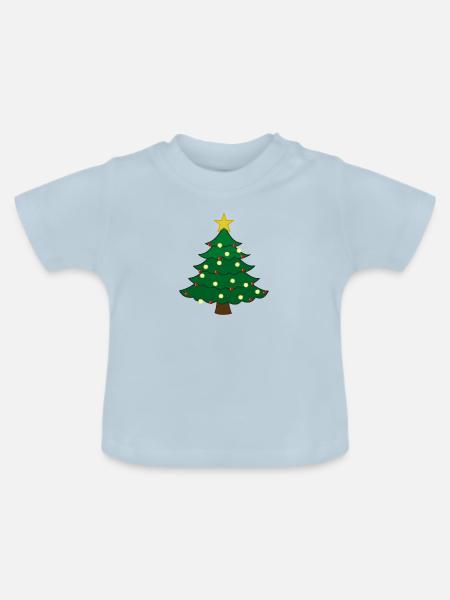 Glücklicher Weihnachtsbaum - Baby Bio-T-Shirt mit Rundhals - Hellblau