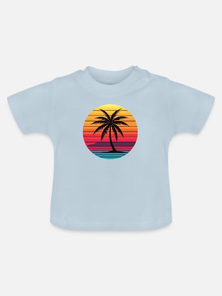 Palme Sunrise - Baby Bio-T-Shirt mit Rundhals - Hellblau
