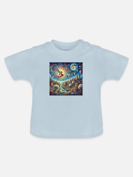 Liebende im Flug - Baby Bio-T-Shirt mit Rundhals - Hellblau