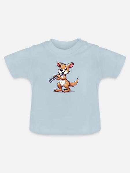 kangeroo flöte - Baby Bio-T-Shirt mit Rundhals - Hellblau