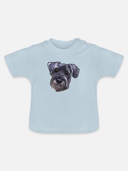 Mittelschnauzer Kopf im Comicstyle - Baby Bio-T-Shirt mit Rundhals - Hellblau