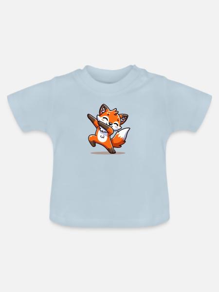 fuchs tier dabbing - Baby Bio-T-Shirt mit Rundhals - Hellblau