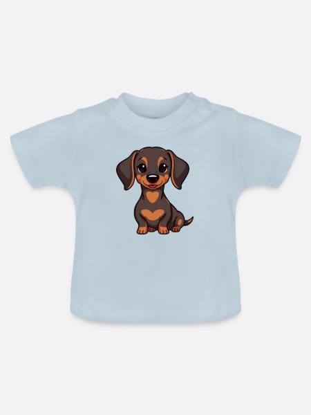 Dachshund Baby - Baby Bio-T-Shirt mit Rundhals - Hellblau