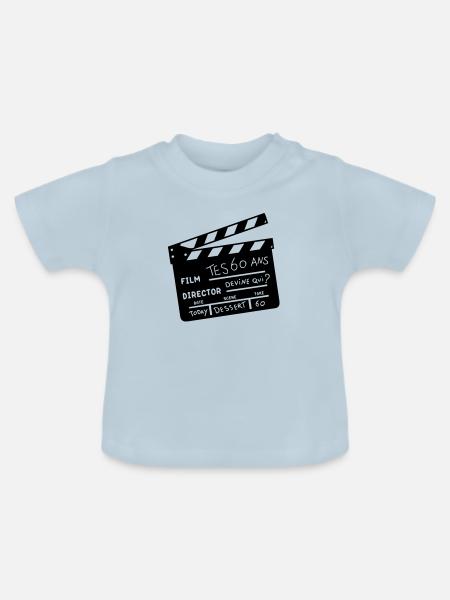 60 Jahre Kino klatschen - Baby Bio-T-Shirt mit Rundhals - Hellblau