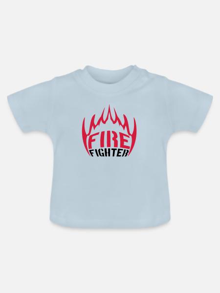 Feuer Flammen Firefighter - Baby Bio-T-Shirt mit Rundhals - Hellblau