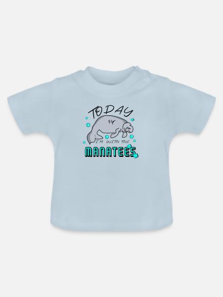 Manatee - Seekuh Spruch - Baby Bio-T-Shirt mit Rundhals - Hellblau