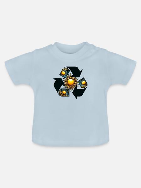 Recycling Sonne - Baby Bio-T-Shirt mit Rundhals - Hellblau