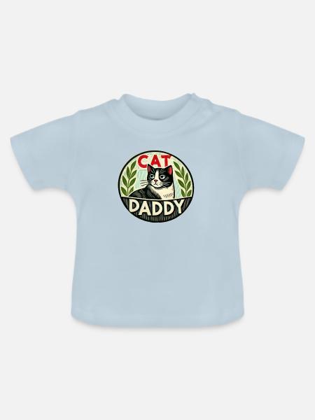 Katzen-Papa - Baby Bio-T-Shirt mit Rundhals - Hellblau