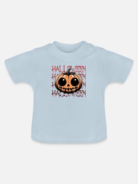 Kürbis - Halloween - Baby Bio-T-Shirt mit Rundhals - Hellblau