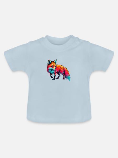 fuchs paint - Baby Bio-T-Shirt mit Rundhals - Hellblau