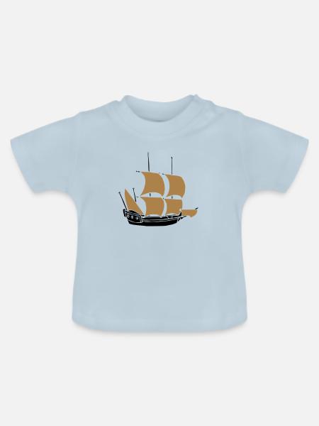 ship - Baby Bio-T-Shirt mit Rundhals - Hellblau