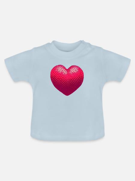 Erdbeerherz - Baby Bio-T-Shirt mit Rundhals - Hellblau