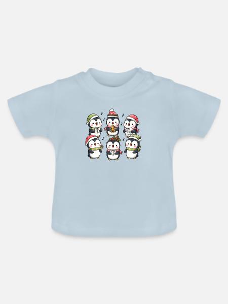 Festliche Pinguin-Weihnachtslieder singen Weihnachtslieder - Baby Bio-T-Shirt mit Rundhals - Hellblau