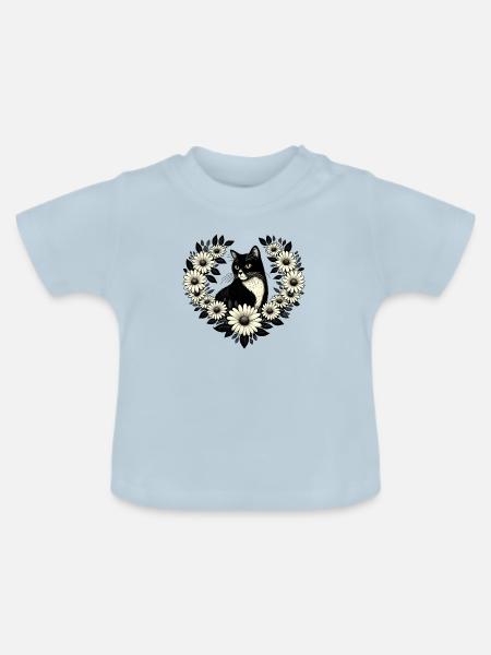 Smoking Katze Gänseblümchen - Baby Bio-T-Shirt mit Rundhals - Hellblau