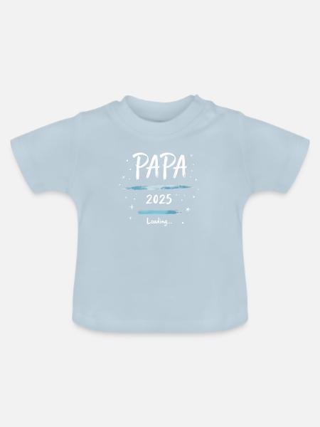Papa 2025 Loading - Baby Bio-T-Shirt mit Rundhals - Hellblau