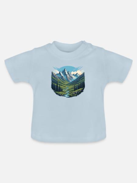 Urlaub im Tal - Baby Bio-T-Shirt mit Rundhals - Hellblau