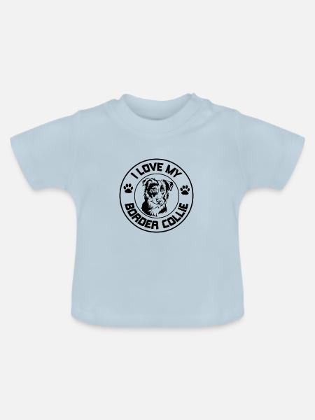 Border Collie - Baby Bio-T-Shirt mit Rundhals - Hellblau