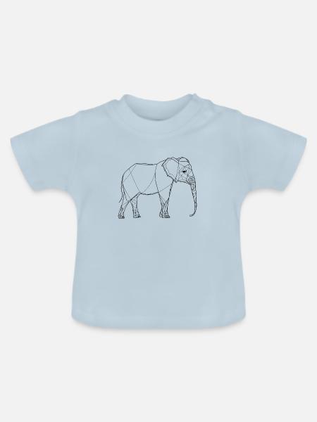 Elefanten feine Linienkunst - Baby Bio-T-Shirt mit Rundhals - Hellblau
