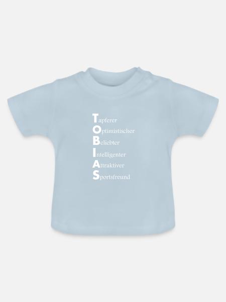 Vorname Tobias Namensbeschreibung Spruch Geschenk - Baby Bio-T-Shirt mit Rundhals - Hellblau