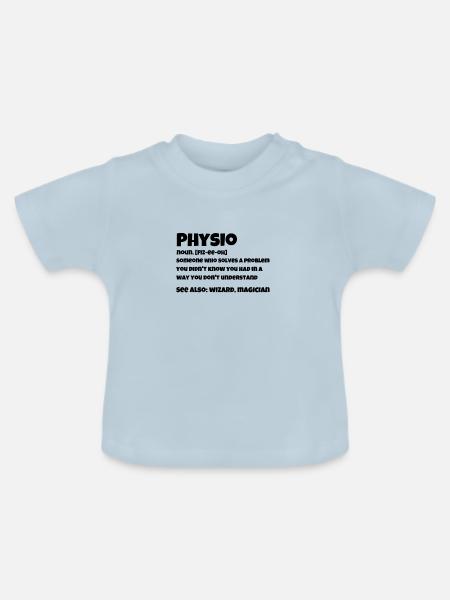 Physio Noun. Fiz-ee-oh - Baby Bio-T-Shirt mit Rundhals - Hellblau