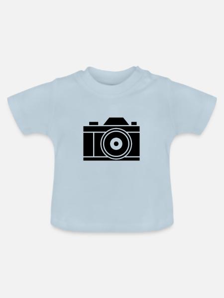 Kamera Piktogramm - Baby Bio-T-Shirt mit Rundhals - Hellblau