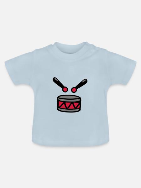 Trommel 3 - Baby Bio-T-Shirt mit Rundhals - Hellblau
