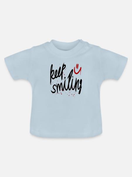 keep smiling - Baby Bio-T-Shirt mit Rundhals - Hellblau