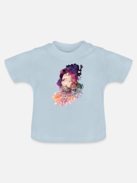 Space Ship - Baby Bio-T-Shirt mit Rundhals - Hellblau