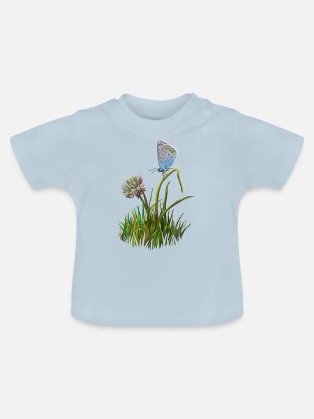 Schmetterling und Klee - Baby Bio-T-Shirt mit Rundhals - Hellblau