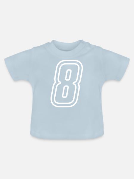 8 Zahl nummer - Baby Bio-T-Shirt mit Rundhals - Hellblau