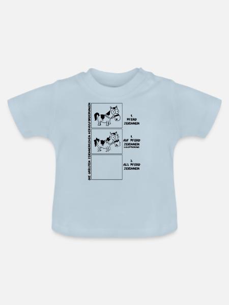 Pferd zeichnen - Baby Bio-T-Shirt mit Rundhals - Hellblau