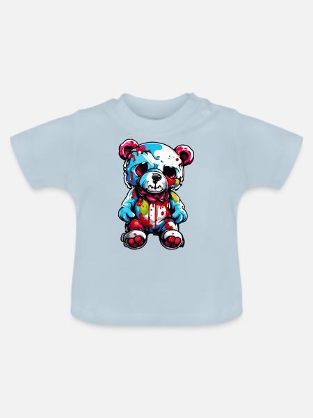 Teddybär / Kuscheltier / Stofftier / Geschenkidee - Baby Bio-T-Shirt mit Rundhals - Hellblau
