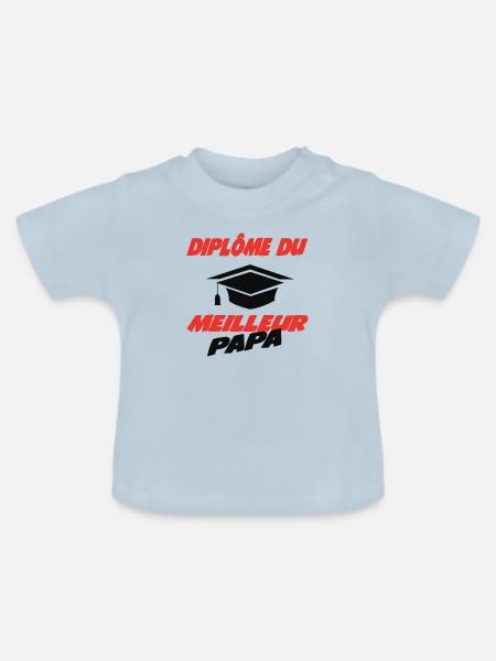 Bestes Papa-Diplom - Baby Bio-T-Shirt mit Rundhals - Hellblau