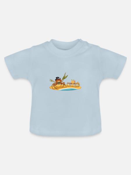 Krabbe mit Freundin - Verlobungsgeschenk - Baby Bio-T-Shirt mit Rundhals - Hellblau