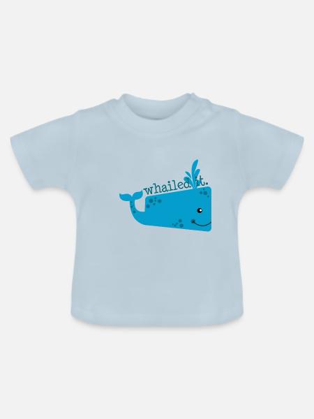 freundlicher Wal - Baby Bio-T-Shirt mit Rundhals - Hellblau
