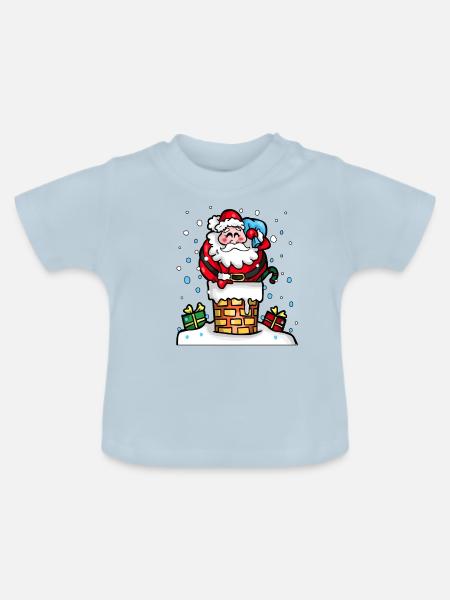 Weihnachtsmann Weihnachten Geschenkidee - Baby Bio-T-Shirt mit Rundhals - Hellblau